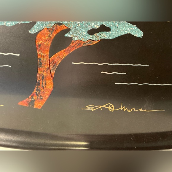 Couroc of Monterey Inlaid Wood Tray  Monterey Cypress  VTG MCM  Signed by Artist - Picture 5 of 13